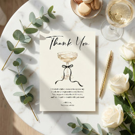 Elegant Champagne Coupe Black Bow Bridal Shower サンキューカード