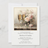 Elegant Champagne Flutes Floral Engagement Party | 招待状 (正面)