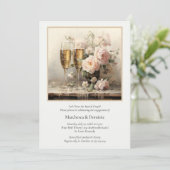 Elegant Champagne Flutes Floral Engagement Party | 招待状 (スタンド正面)