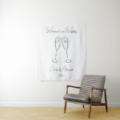 Elegant Champagne Glass Wedding Welcome タペストリー (インサイチュ)