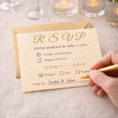 Elegant Champagne Gold 50th Anniversary RSVP Card