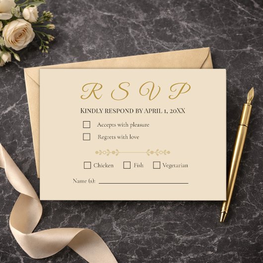 Elegant Champagne Gold 50th Anniversary RSVP Card