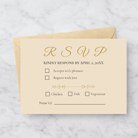 Elegant Champagne Gold 50th Anniversary RSVP Card