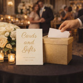 Elegant Champagne Gold Guest Book Reception Sign 台座サイン