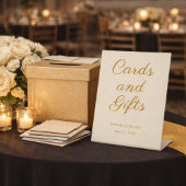 Elegant Champagne Gold Guest Book Reception Sign 台座サイン