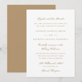 Elegant Champagne Gold Neutral Wedding 招待状