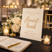 Elegant Champagne Gold Wedding Guest Book 台座サイン