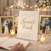 Elegant Champagne Gold Wedding Guest Book 台座サイン