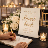 Elegant Champagne Gold Wedding Guest Book 台座サイン