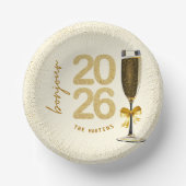 Elegant Champagne New Year Eve Paper Plate ペーパーボウル (正面)