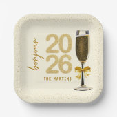 Elegant Champagne New Year's Eve ペーパープレート (正面)