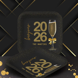 Elegant Champagne New Year's Eve ペーパープレート