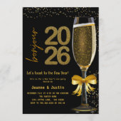 Elegant Champagne New Year's Eve Party Invitation 招待状 (正面)