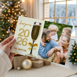 Elegant Champagne Photo New Year's Eve シーズンカード