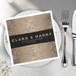 Elegant  champagne pink gold  floral wedding  スタンダードカクテルナプキン