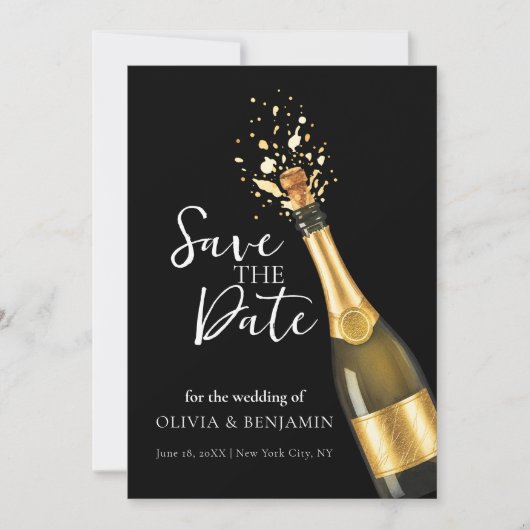 Elegant Champagne Save the Date Wedding 招待状 (正面)