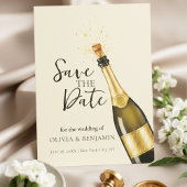 Elegant Champagne Save the Date Wedding 招待状