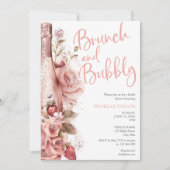 Elegant Champagne Strawberry Boho Blush Pink 招待状 (正面)