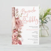 Elegant Champagne Strawberry Boho Blush Pink 招待状 (スタンド正面)