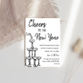 Elegant Champagne Tower New Year’s Eve Party 招待状