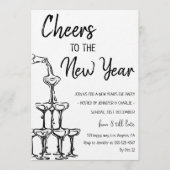 Elegant Champagne Tower New Year’s Eve Party 招待状 (正面)