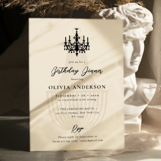 Elegant Chandelier Birthday Celebration 招待状
