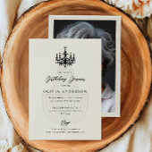 Elegant Chandelier & Photo Birthday Celebration 招待状