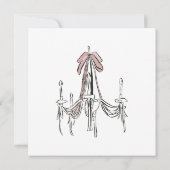 Elegant Chandelier Pink Bow Sketch Save the Date (裏面)