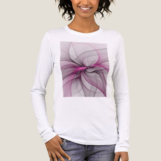 Elegant Chaos Modern Abstract Pink Fractal Art トライブレンドＴシャツ (正面)