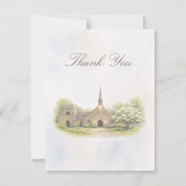 Elegant Chapel Wedding Thank You Card サンキューカード