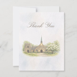 Elegant Chapel Wedding Thank You Card サンキューカード
