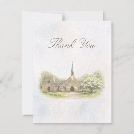 Elegant Chapel Wedding Thank You Card サンキューカード (正面)