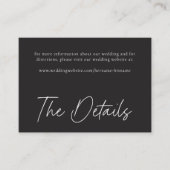 Elegant Charcoal Black Minimalist Wedding エンクロージャーカード (正面)