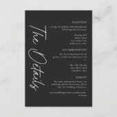 Elegant Charcoal Black Minimalist Wedding エンクロージャーカード (正面)