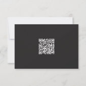 Elegant Charcoal Black Minimalist Wedding QR 出欠カード (裏面)