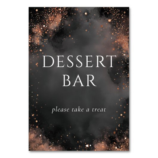 Elegant Charcoal Dessert Bar Sign テーブルナンバー (正面)