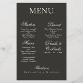 Elegant Charcoal Gold Boho Minimalist Wedding Menu (正面)