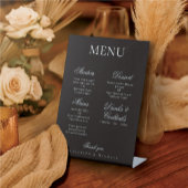Elegant Charcoal Gold Foil Minimalist Wedding Menu 台座サイン
