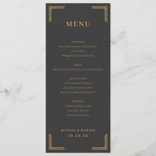 Elegant Charcoal Gold Menu メニュー (正面)