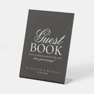 Elegant Charcoal Minimal Guest Book Tabletop sign 台座サイン