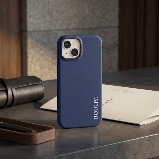 Elegant Charcoal Navy Minimalist ROULIV Case-Mate iPhoneケース