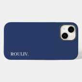 Elegant Charcoal Navy Minimalist ROULIV Case-Mate iPhoneケース (裏面 (横))
