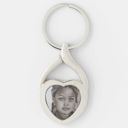 Elegant Charcoal & Pencil Girl Portrait Illustrati キーホルダー (正面)