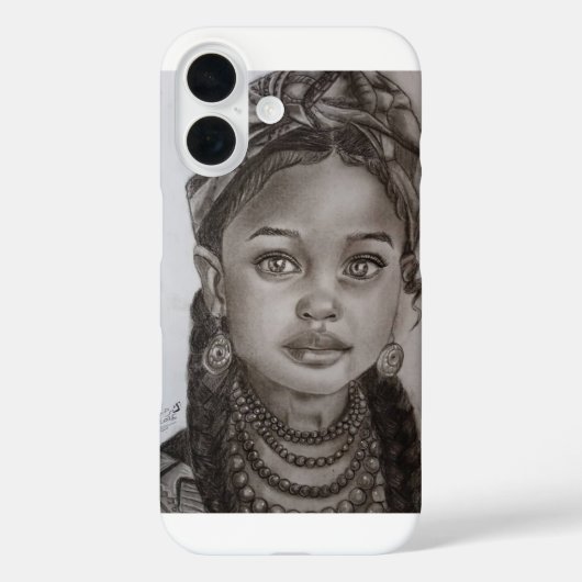 Elegant Charcoal & Pencil Girl Portrait Illustrati Case-Mate iPhoneケース (裏面)