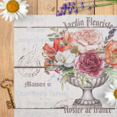 Elegant charming rustic wood Bonjour Decoupaging 薄葉紙