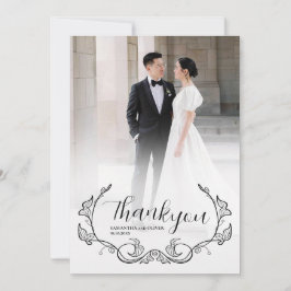 Elegant Charming Simple Photo Thank You Card セーブザデート