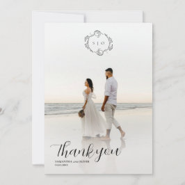 Elegant Charming Simple Photo Thank You Card セーブザデート
