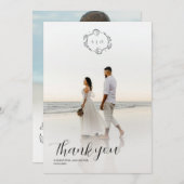 Elegant Charming Simple Photo Thank You Card セーブザデート (正面/裏面)