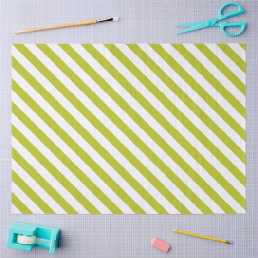 Elegant Chartreuse and White Striped Pattern 薄葉紙 (クラフト)