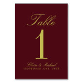 Elegant Chartreuse Burgundy Simple Wedding テーブルナンバー (裏面)